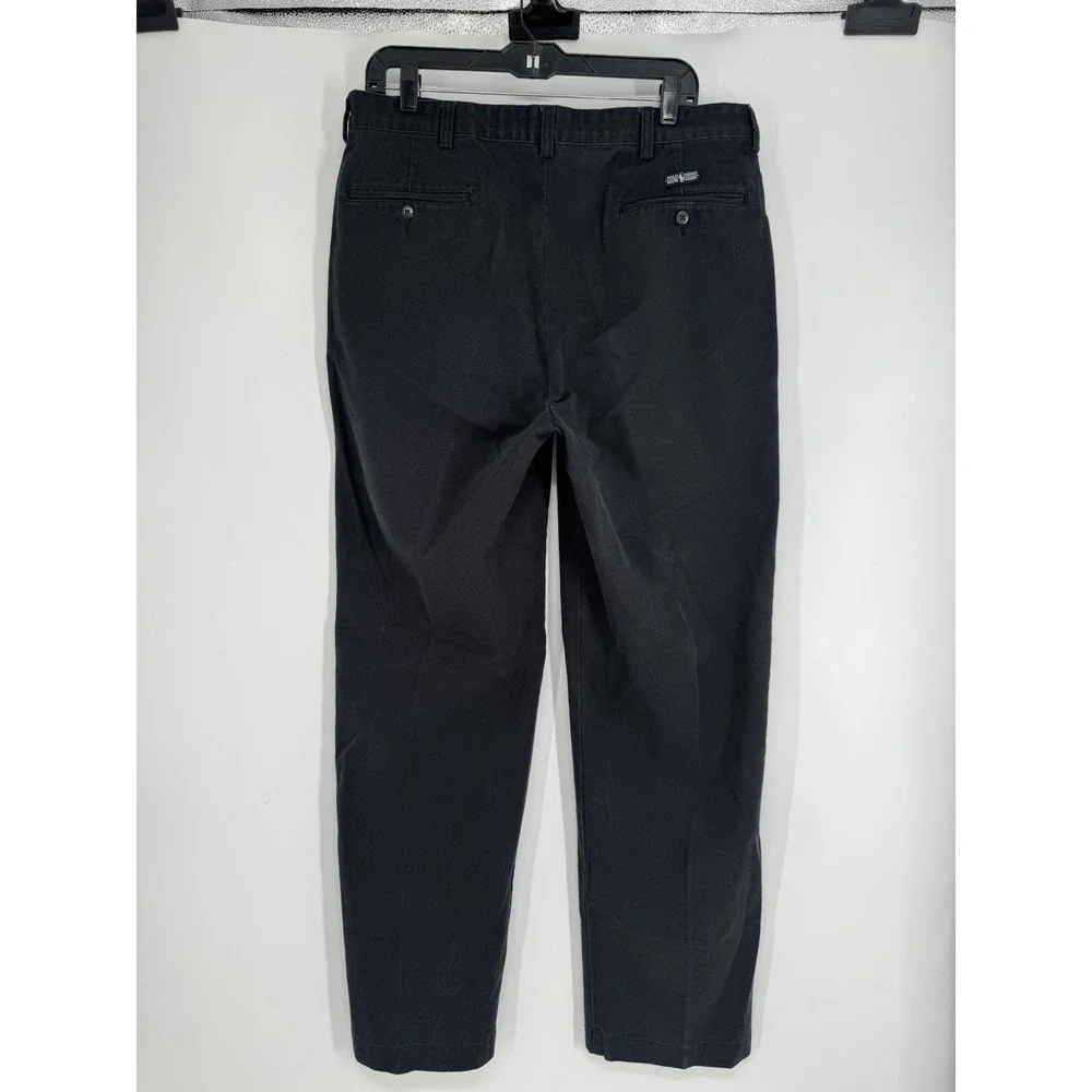 Polo Ralph Lauren Andrew Pants Mens Size 35x32 Black Vintage Baggy Pleated Chino